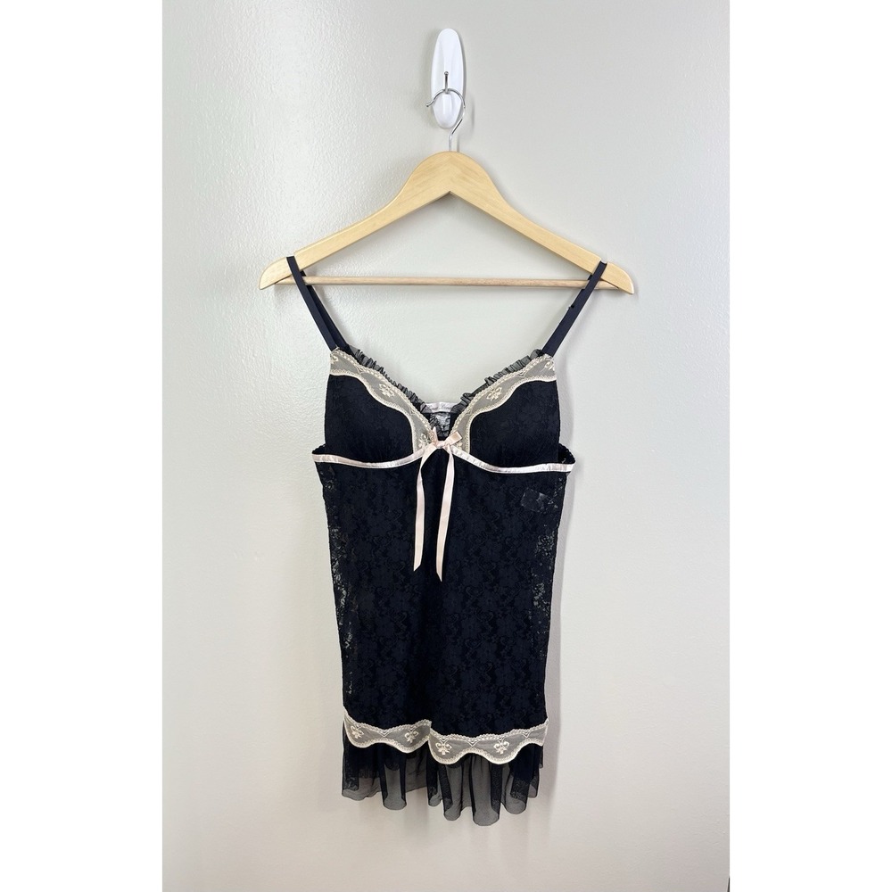 Linea Donatella Babydoll Lingerie Size Small Fairy Goth Lace Black Babydoll